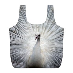 Peacock White Bird Nature Full Print Recycle Bag (l) by Wegoenart