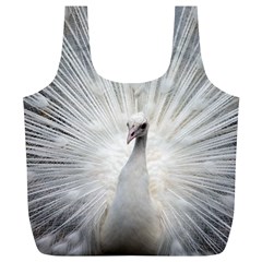 Peacock White Bird Nature Full Print Recycle Bag (xl) by Wegoenart