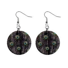 Background Peacock Feathers Mini Button Earrings by Wegoenart