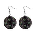 Background Peacock Feathers Mini Button Earrings Front