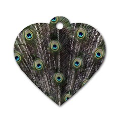 Background Peacock Feathers Dog Tag Heart (one Side) by Wegoenart