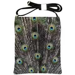 Background Peacock Feathers Shoulder Sling Bag by Wegoenart