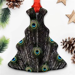 Background Peacock Feathers Christmas Tree Ornament (two Sides) by Wegoenart