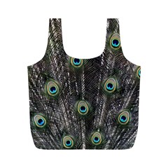 Background Peacock Feathers Full Print Recycle Bag (m) by Wegoenart