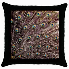 Peacock Feathers Wheel Plumage Throw Pillow Case (black) by Wegoenart