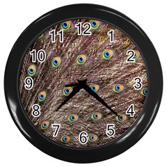 Peacock Feathers Wheel Plumage Wall Clock (black) by Wegoenart