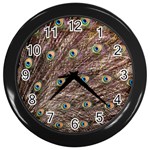 Peacock Feathers Wheel Plumage Wall Clock (Black) Front