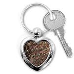 Peacock Feathers Wheel Plumage Key Chains (Heart)  Front