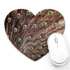 Peacock Feathers Wheel Plumage Heart Mousepads by Wegoenart