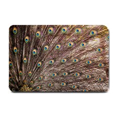 Peacock Feathers Wheel Plumage Small Doormat  by Wegoenart