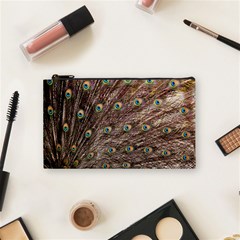 Peacock Feathers Wheel Plumage Cosmetic Bag (small) by Wegoenart