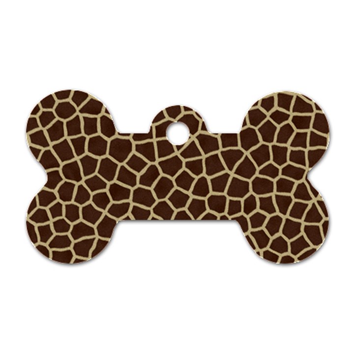 Giraffe Animal Print Skin Fur Dog Tag Bone (Two Sides)