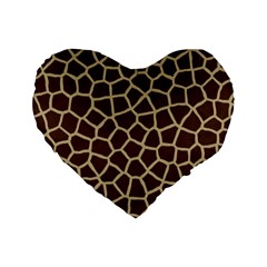 Giraffe Animal Print Skin Fur Standard 16  Premium Flano Heart Shape Cushions by Wegoenart