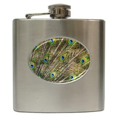 Peacock Feathers Color Plumag Hip Flask (6 Oz) by Wegoenart