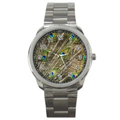 Peacock Feathers Color Plumag Sport Metal Watch by Wegoenart