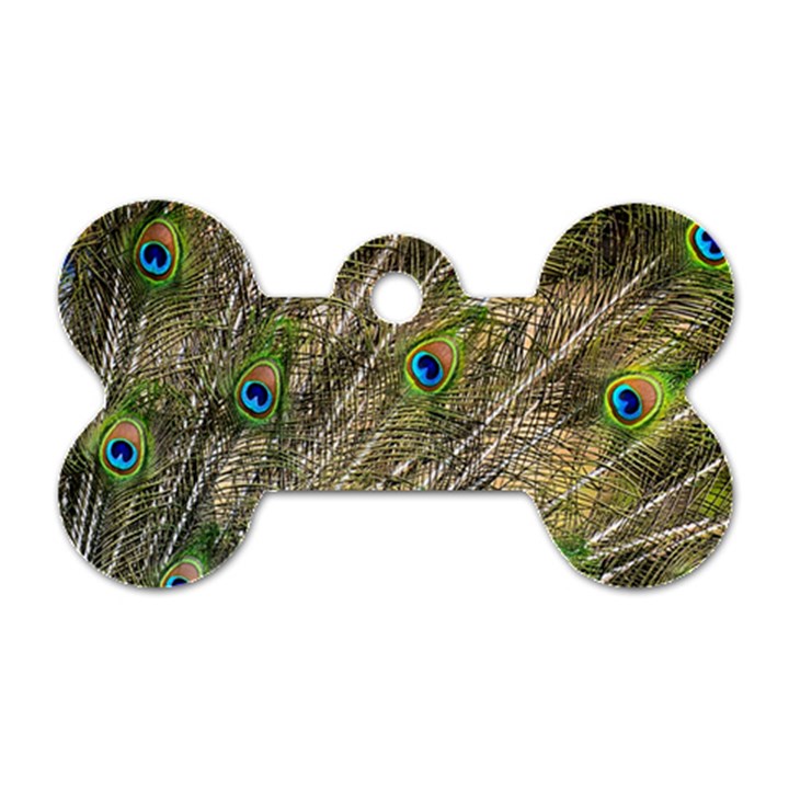 Peacock Feathers Color Plumag Dog Tag Bone (Two Sides)