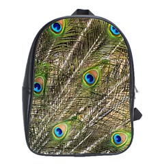 Peacock Feathers Color Plumag School Bag (large) by Wegoenart