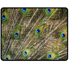 Peacock Feathers Color Plumag Fleece Blanket (medium)  by Wegoenart