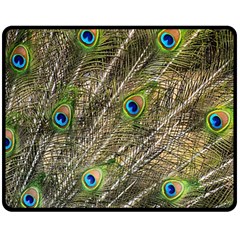 Peacock Feathers Color Plumag Double Sided Fleece Blanket (medium)  by Wegoenart