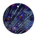 Peacock Feathers Color Plumage Ornament (Round) Front