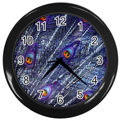 Peacock Feathers Color Plumage Wall Clock (black) by Wegoenart