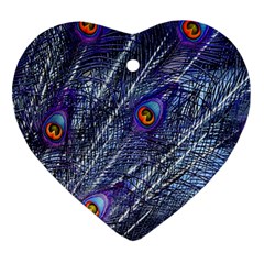 Peacock Feathers Color Plumage Heart Ornament (two Sides) by Wegoenart