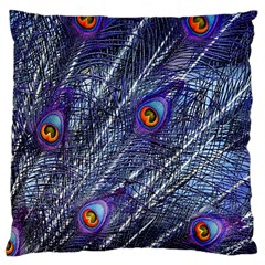 Peacock Feathers Color Plumage Large Cushion Case (one Side) by Wegoenart