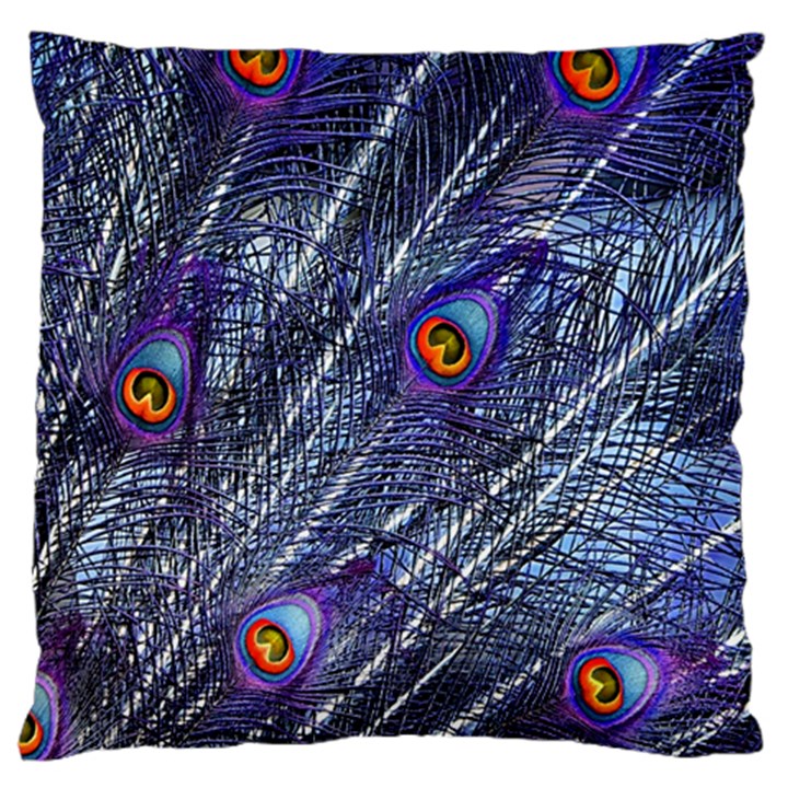 Peacock Feathers Color Plumage Large Cushion Case (Two Sides)