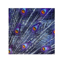 Peacock Feathers Color Plumage Small Satin Scarf (square) by Wegoenart