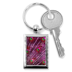 Peacock Feathers Color Plumage Key Chains (rectangle)  by Wegoenart