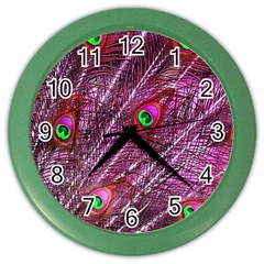 Peacock Feathers Color Plumage Color Wall Clock by Wegoenart