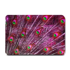 Peacock Feathers Color Plumage Small Doormat  by Wegoenart