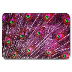 Peacock Feathers Color Plumage Large Doormat  by Wegoenart