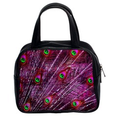 Peacock Feathers Color Plumage Classic Handbag (two Sides) by Wegoenart