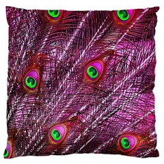 Peacock Feathers Color Plumage Large Cushion Case (two Sides) by Wegoenart