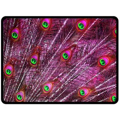 Peacock Feathers Color Plumage Double Sided Fleece Blanket (large)  by Wegoenart