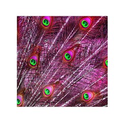 Peacock Feathers Color Plumage Small Satin Scarf (square) by Wegoenart