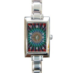 Fractal Peacock Rendering Rectangle Italian Charm Watch by Wegoenart