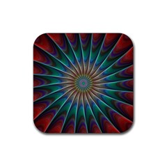 Fractal Peacock Rendering Rubber Coaster (square)  by Wegoenart