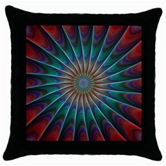 Fractal Peacock Rendering Throw Pillow Case (black) by Wegoenart