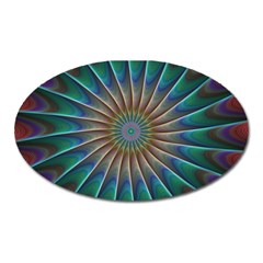 Fractal Peacock Rendering Oval Magnet by Wegoenart