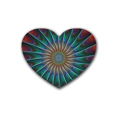 Fractal Peacock Rendering Heart Coaster (4 Pack)  by Wegoenart