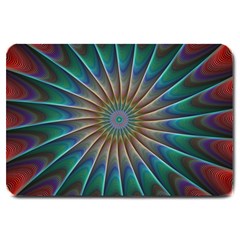 Fractal Peacock Rendering Large Doormat  by Wegoenart