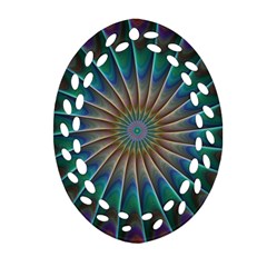 Fractal Peacock Rendering Ornament (oval Filigree) by Wegoenart