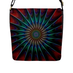 Fractal Peacock Rendering Flap Closure Messenger Bag (l) by Wegoenart