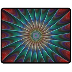 Fractal Peacock Rendering Double Sided Fleece Blanket (medium)  by Wegoenart