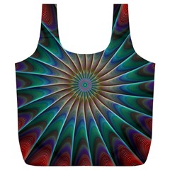 Fractal Peacock Rendering Full Print Recycle Bag (xl) by Wegoenart