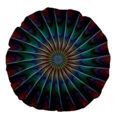 Fractal Peacock Rendering Large 18  Premium Flano Round Cushions by Wegoenart