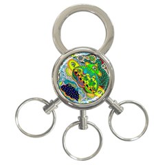 Cosmic Lizards With Alien Spaceship 3-ring Key Chains by chellerayartisans