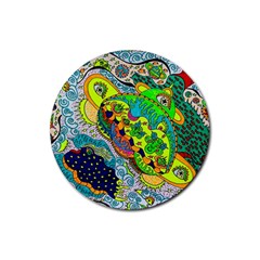 Cosmic Lizards With Alien Spaceship Rubber Coaster (round) 